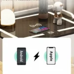 Intelligenter Nachttisch mit Fingerabdruckschloss, 15W Wireless Charging & Bluetooth – Braun, 3 Schubladen – Bild 5