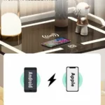 Intelligenter nachttisch mit kabelloser aufladung & led-beleuchtung – anthrazitgrau | 3 schubladen – Bild 3