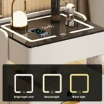 Intelligenter Nachttisch mit Fingerabdruckschloss, 15W Wireless Charging & Bluetooth – Anthrazitgrau, 3 Schubladen – Bild 9