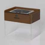 Smarter Nachttisch Braun mit 15W Wireless Charging, Fingerabdruckschloss, Bluetooth-Lautsprecher & LED – Bild 2