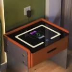 Smarter Nachttisch Braun mit 15W Wireless Charging, Fingerabdruckschloss, Bluetooth-Lautsprecher & LED – Bild 5