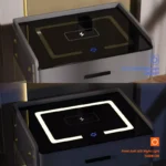 Smarter Nachttisch Braun mit 15W Wireless Charging, Fingerabdruckschloss, Bluetooth-Lautsprecher & LED – Bild 3