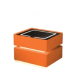 Intelligenter Nachttisch Orange mit Wireless Charging 15W, LED-Beleuchtung & 2 Schubladen – Modernes Glas- und Holzdesign