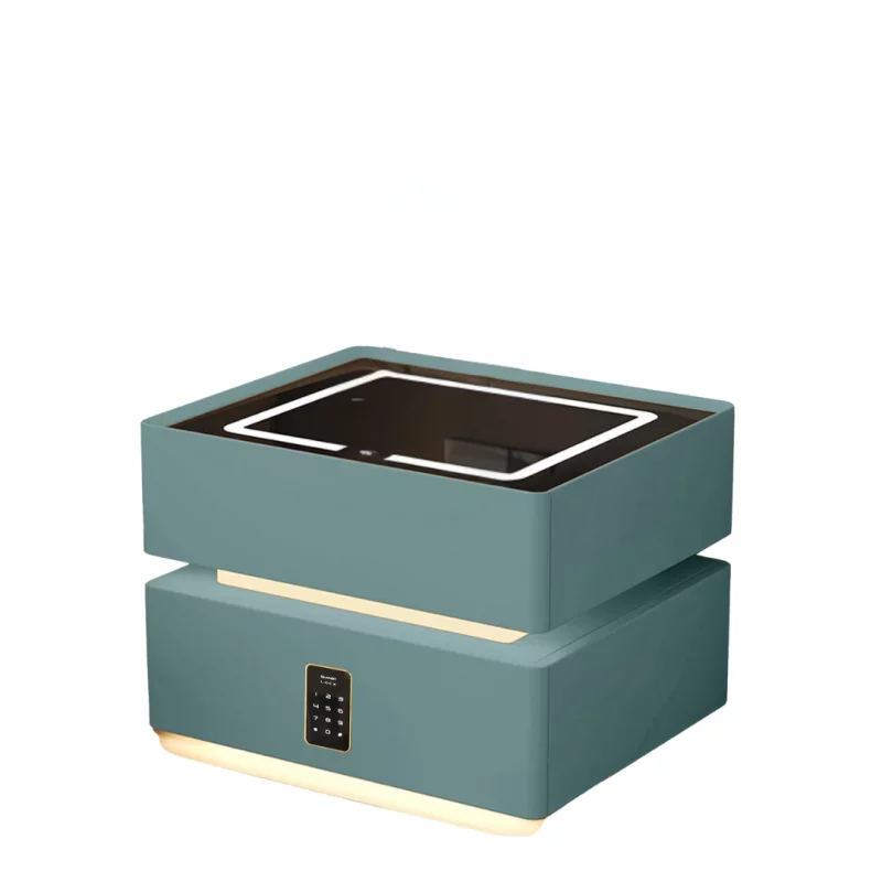 noptiera-inteligenta-cu-incarcare-wireless-iluminare-led-2-sertare-de-depozitare-senzor-de-lumina-nocturna-si-incuietoare-codificata-verde-design-modern-din-sticla-si-lemn-7713__w800_h800_c.webp Intelligenter Nachttisch Grün mit Wireless Charging, LED-Beleuchtung, Nachtlichtsensor & Zahlenschloss – Bild 1