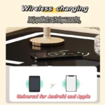 Intelligenter Nachttisch Grün mit Wireless Charging 15W, LED-Beleuchtung & 2 Schubladen – Modernes Glas- und Holzdesign – Bild 5